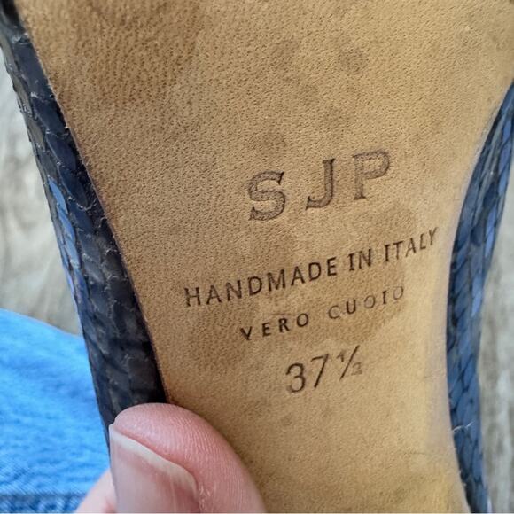 SJP Sarah Jessica Parker Pink Grey Snake Print Leather Heels Women 7 Fall Bootie - Picture 5 of 8